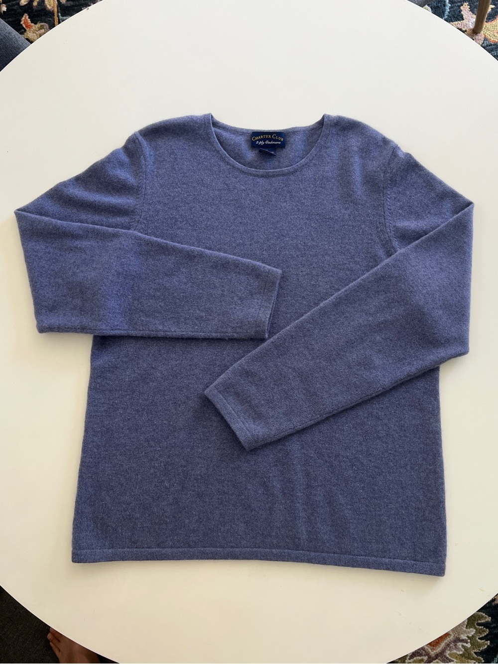 Charter Club Women’s Cashmere Crewneck Sweater in Heathered Blue